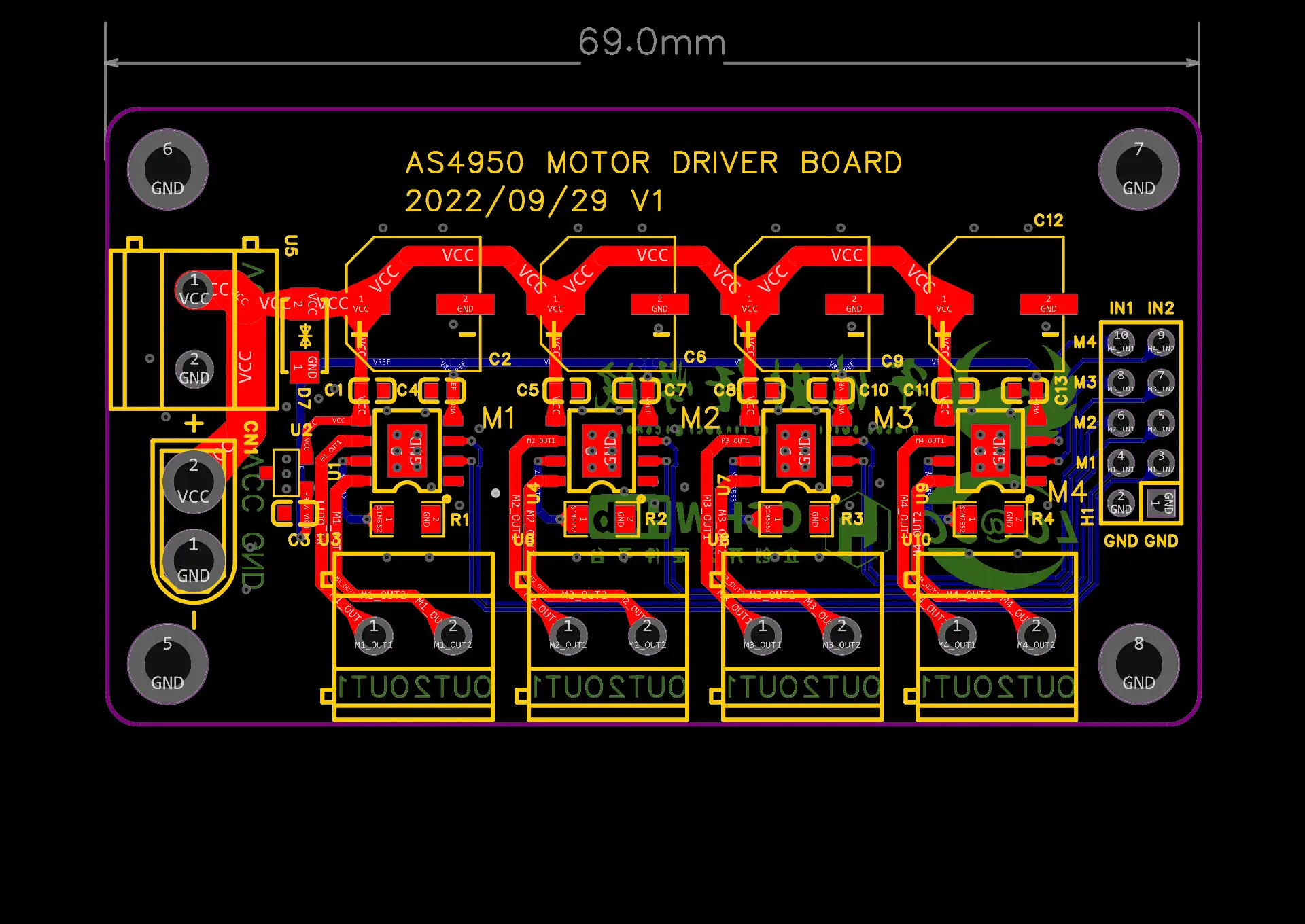 AS4950_TB67H450FNG 四路有刷电机H桥驱动板- 立创开源硬件平台